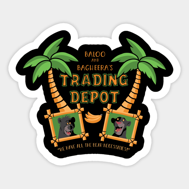 Baloo and Bagheera's Trading Depot Sticker by ryandraws_stuff